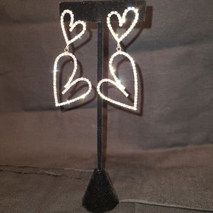 2 Tier Diamond-like Heart Earrings